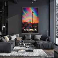 Columbus Georgia Vibrant View Travel Cityscape Impressionism Digital Painting Decor Poster