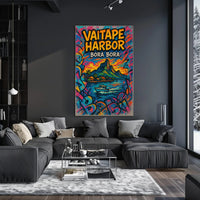 Vaitape Harbor Poster Bora Bora Colorful Travel Art