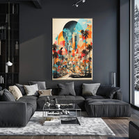 Urban Oasis Los Angeles Cityscape Abstract, Artistic Poster