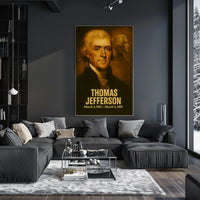 Thomas Jefferson Poster Vintage Presidential Portrait Print Retro Analog Film Aesthetic Founding Father Wall Art