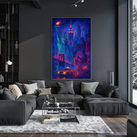 New York City Nightlife Poster Abstract Cityscape Wall Art