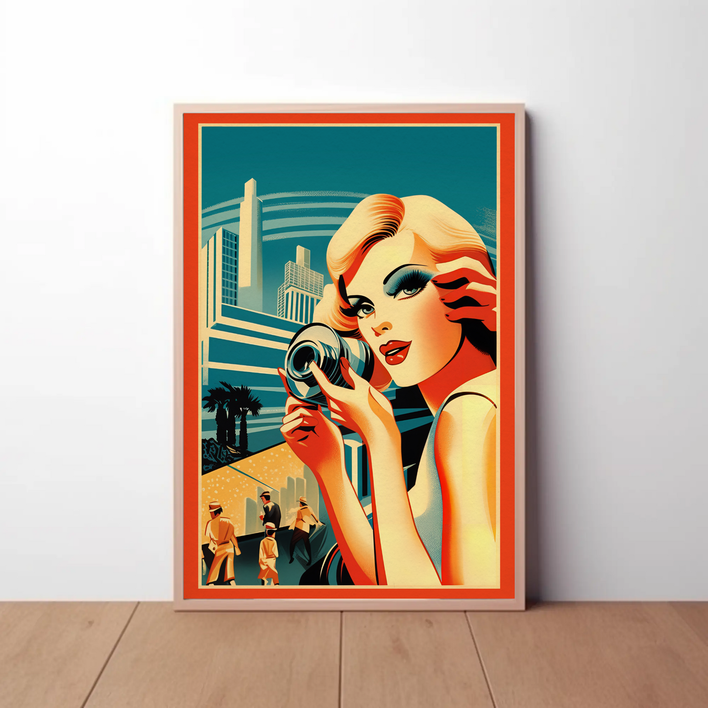 Glamorous Retro Woman With Camera Travel Poster