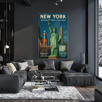 New York City Landmarks Skyline Poster Retro Wall Art