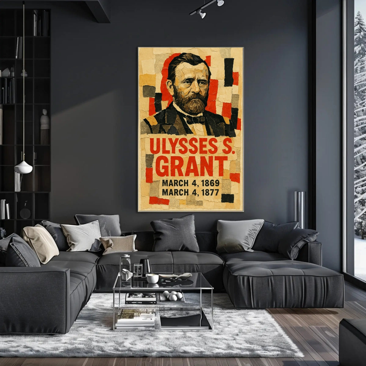 Ulysses S. Grant 18th President of the United States Layered paper Collage Poster