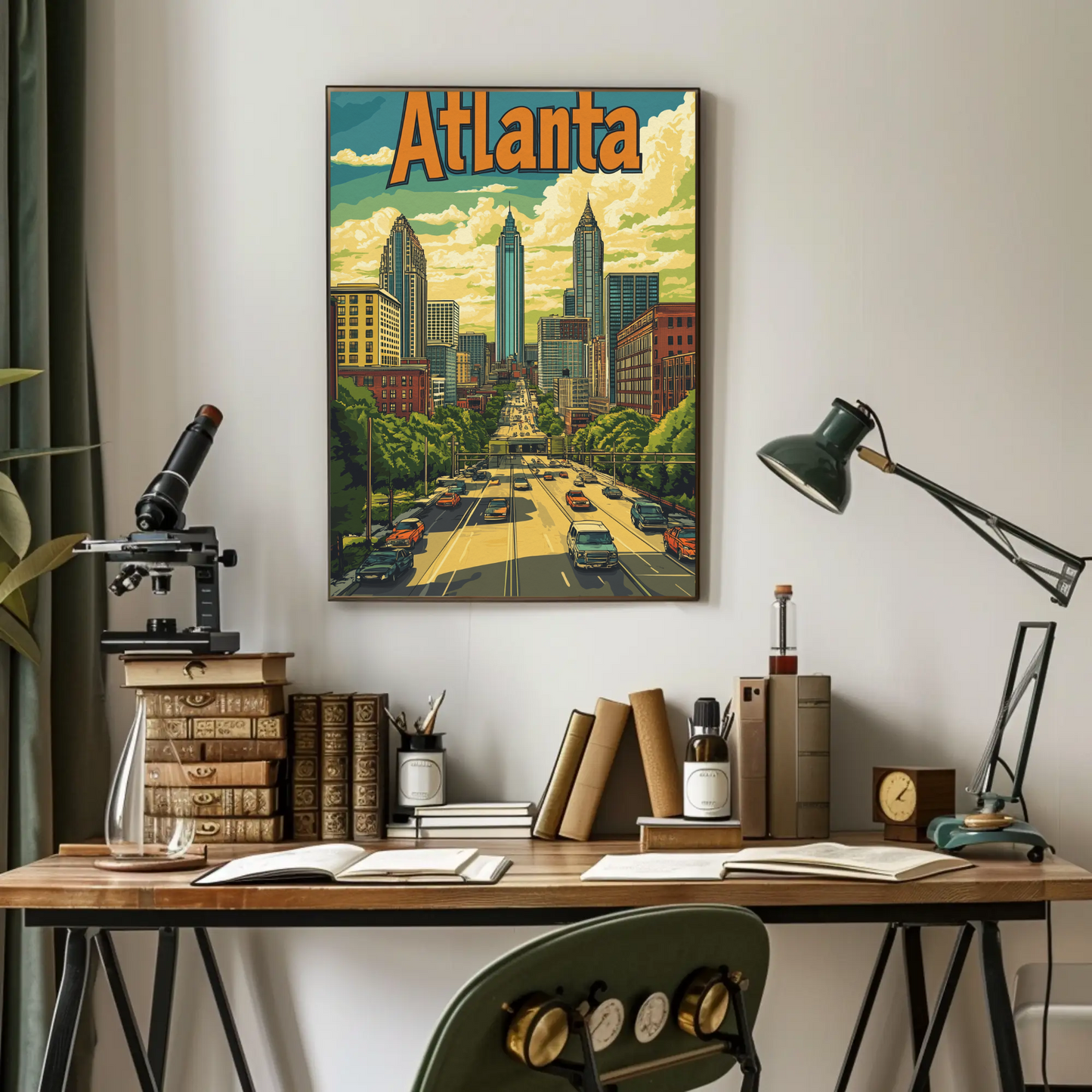 Atlanta Georgia Skyline Vintage Poster