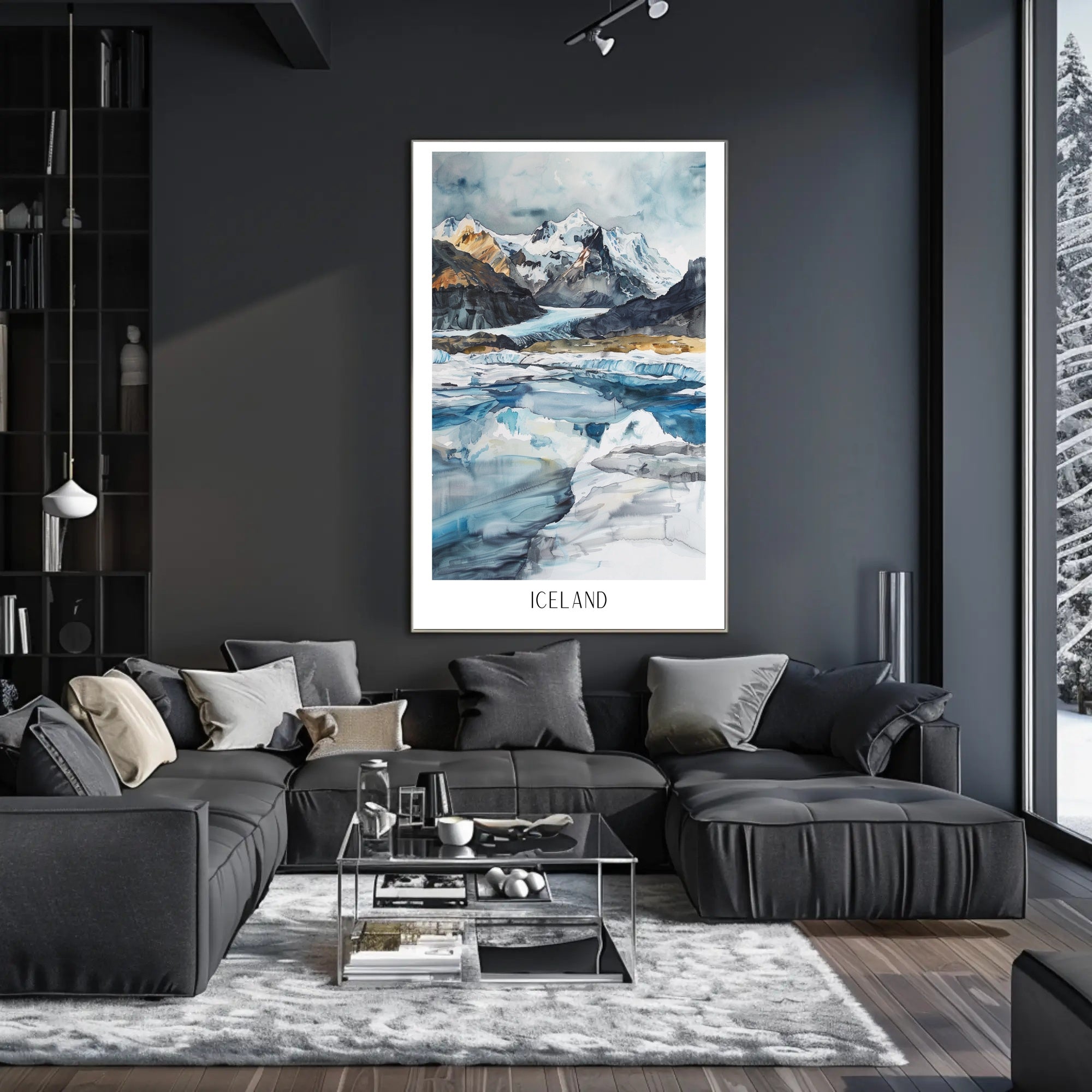 Icelandic Icy Mountains Abstract Artistic Poster PosterGoat