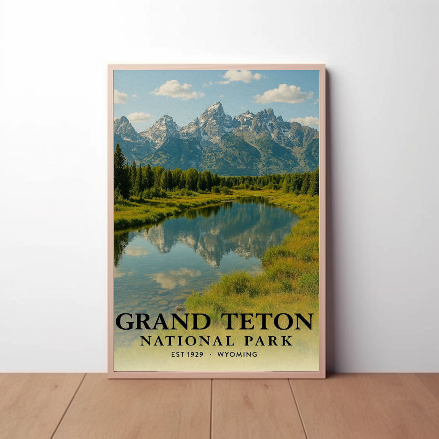 Grand Teton National Park River Mountains Travel Poster