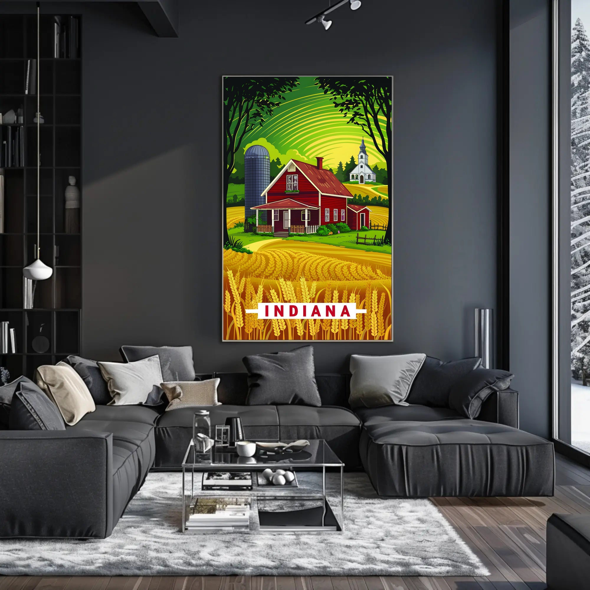 Indiana Countryside Illustration Poster