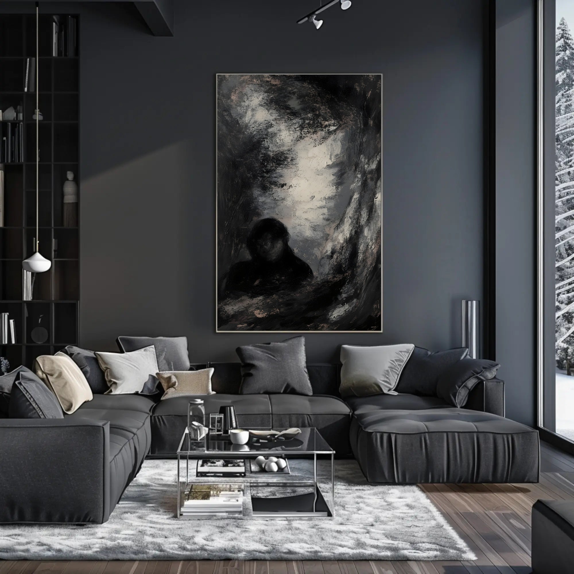 Dark Shadowy Figure Abstract Art Poster PosterGoat