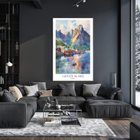 Lofoten Islands Watercolor Travel Poster PosterGoat