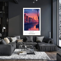 Serene Evening Scene of Delft Urban or Cityscape Poster