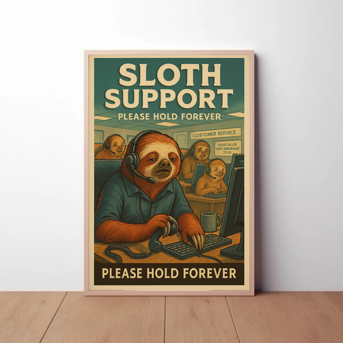 Sloth Support Hold Forever Parody Poster