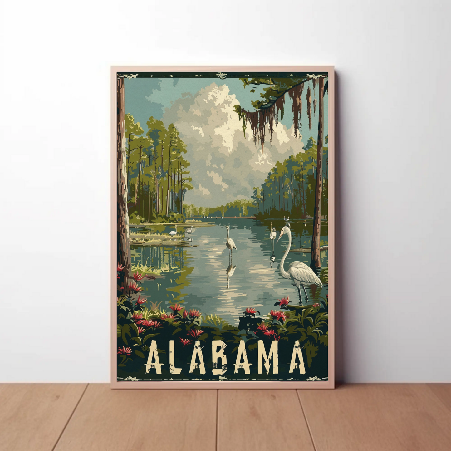 Alabama Wetlands and Herons Travel Poster