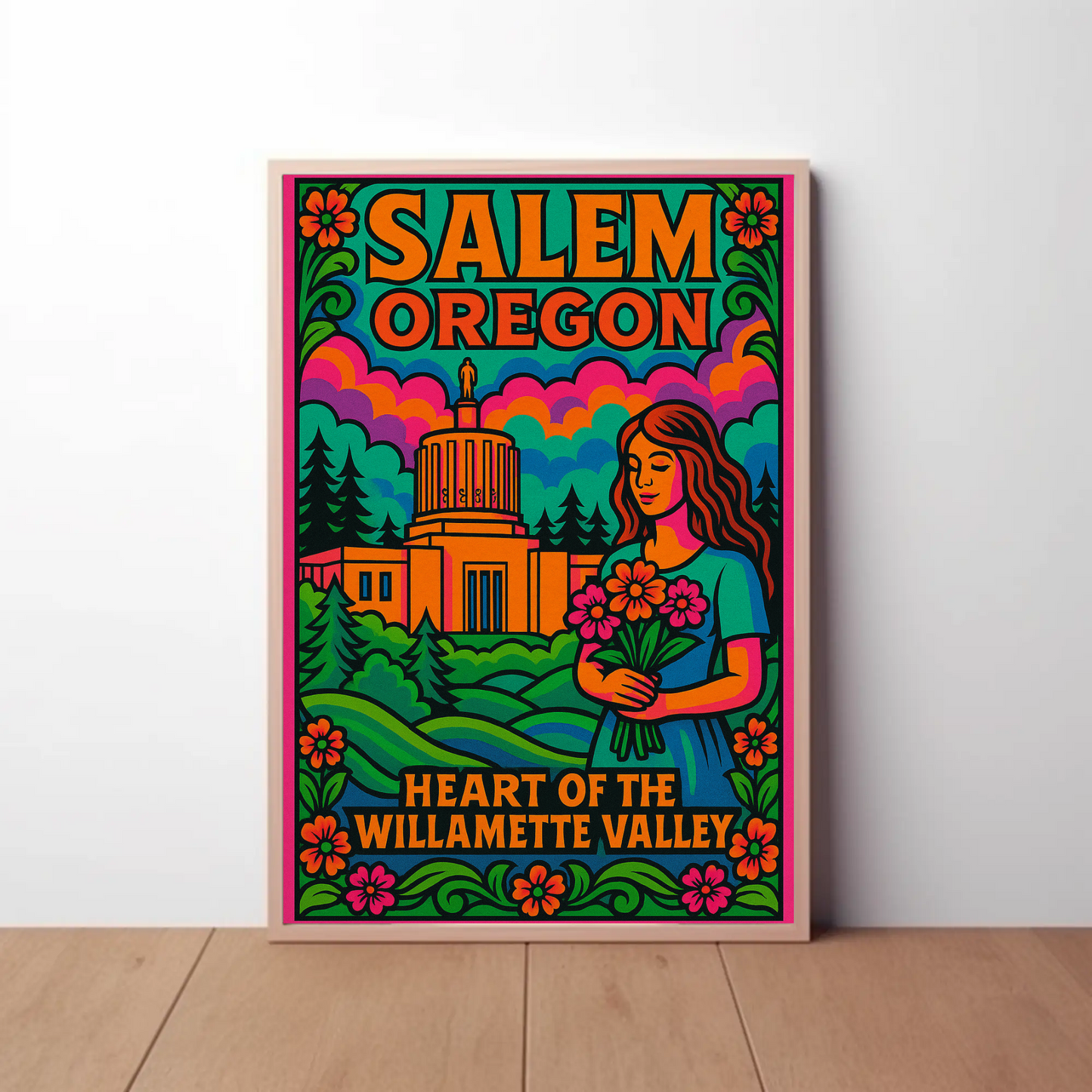 Salem Oregon Willamette Valley Travel Poster
