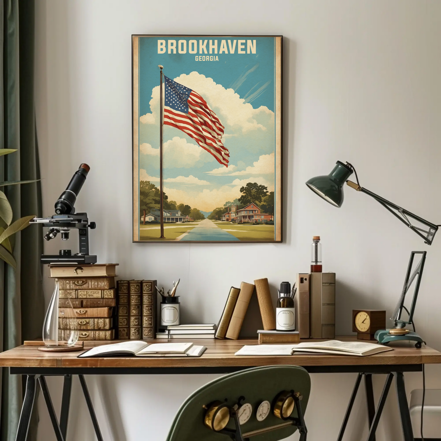 Brookhaven Georgia American Scene Art Vintage Travel Poster