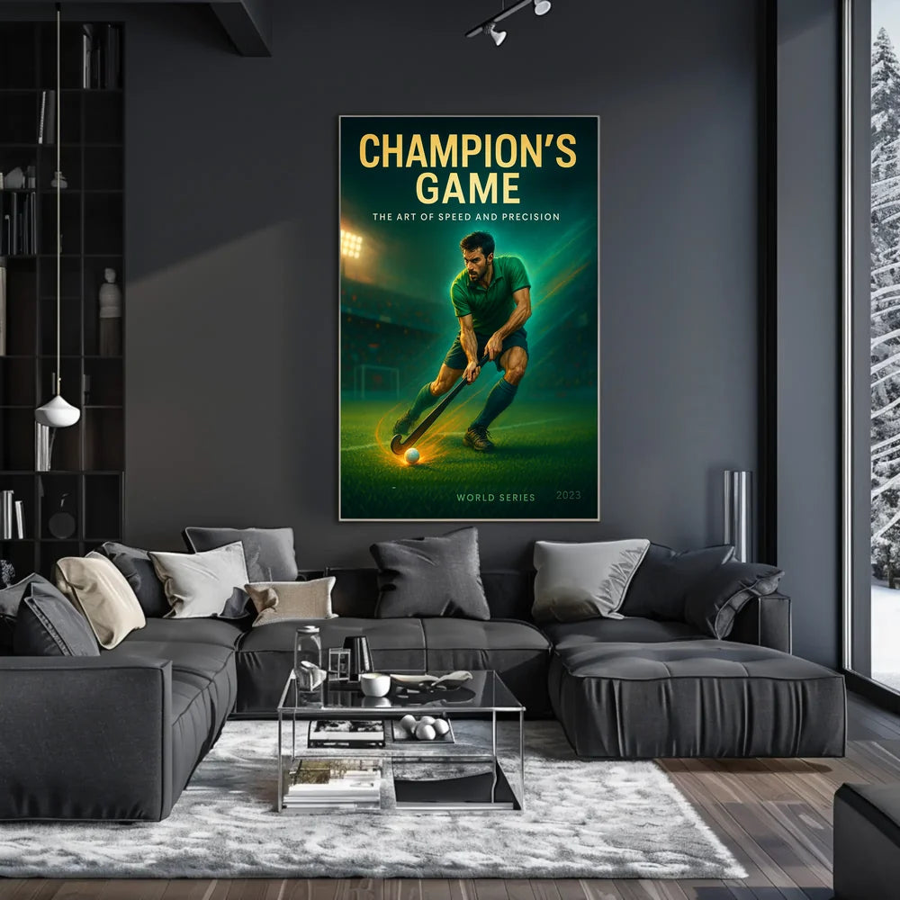 Champion's Game Field Hockey Sports Poster PosterGoat