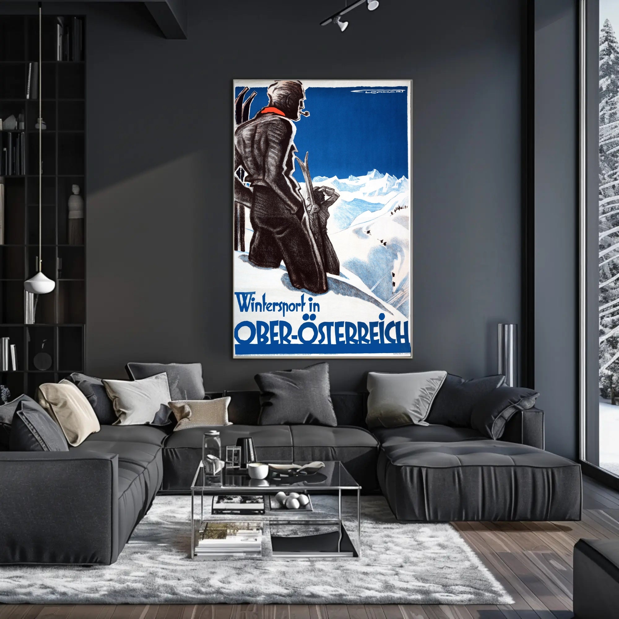 Vintage Upper Austria Skiing Adventure Travel Poster PosterGoat