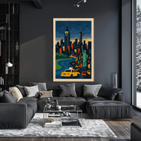 New York City Skyline Poster Modern Urban Vibrant Wall Art