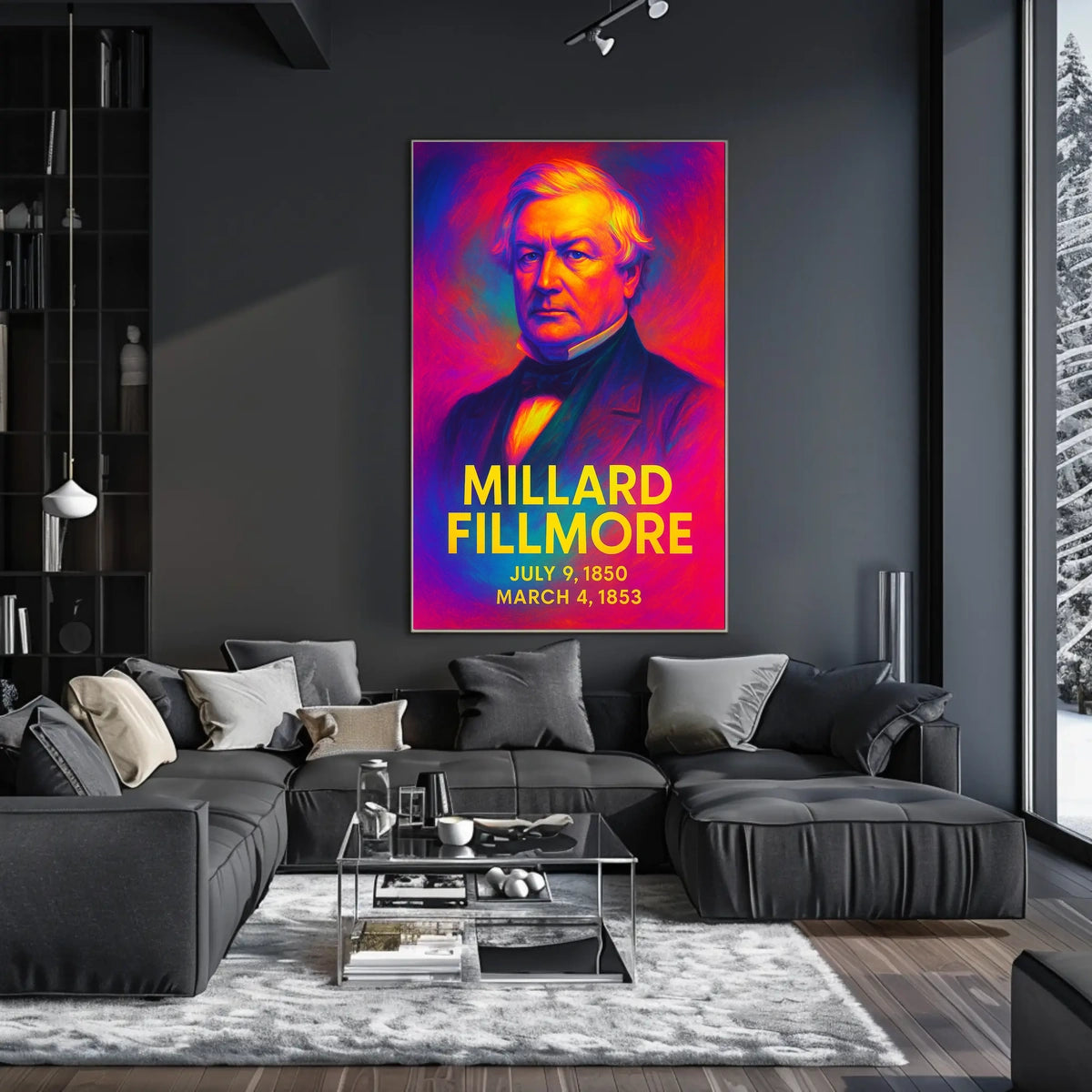 Millard Fillmore 13th President of the United States Neon Gradient Overlay Poster