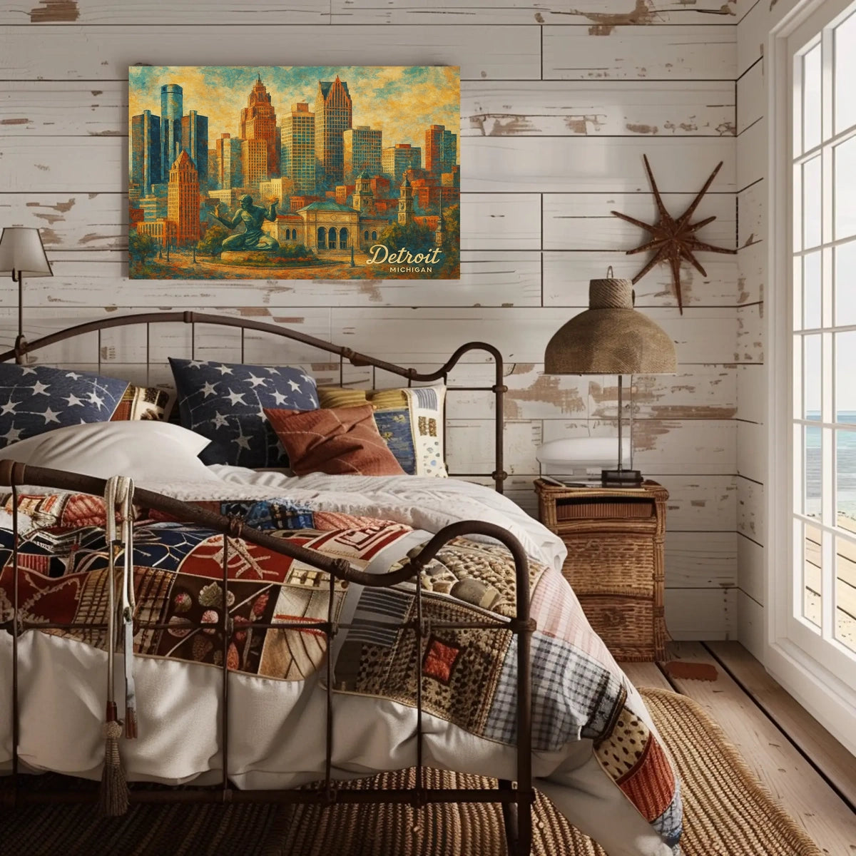 Detroit Skyline Art Poster