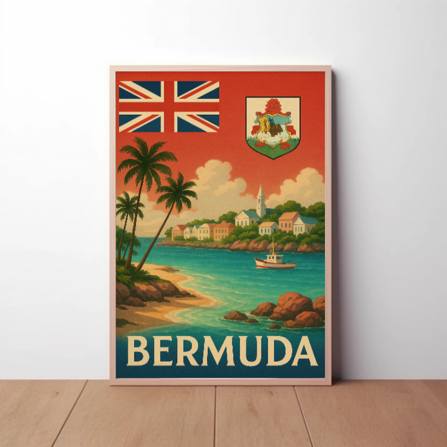 Bermuda Coastal Charm Vintage Travel Poster