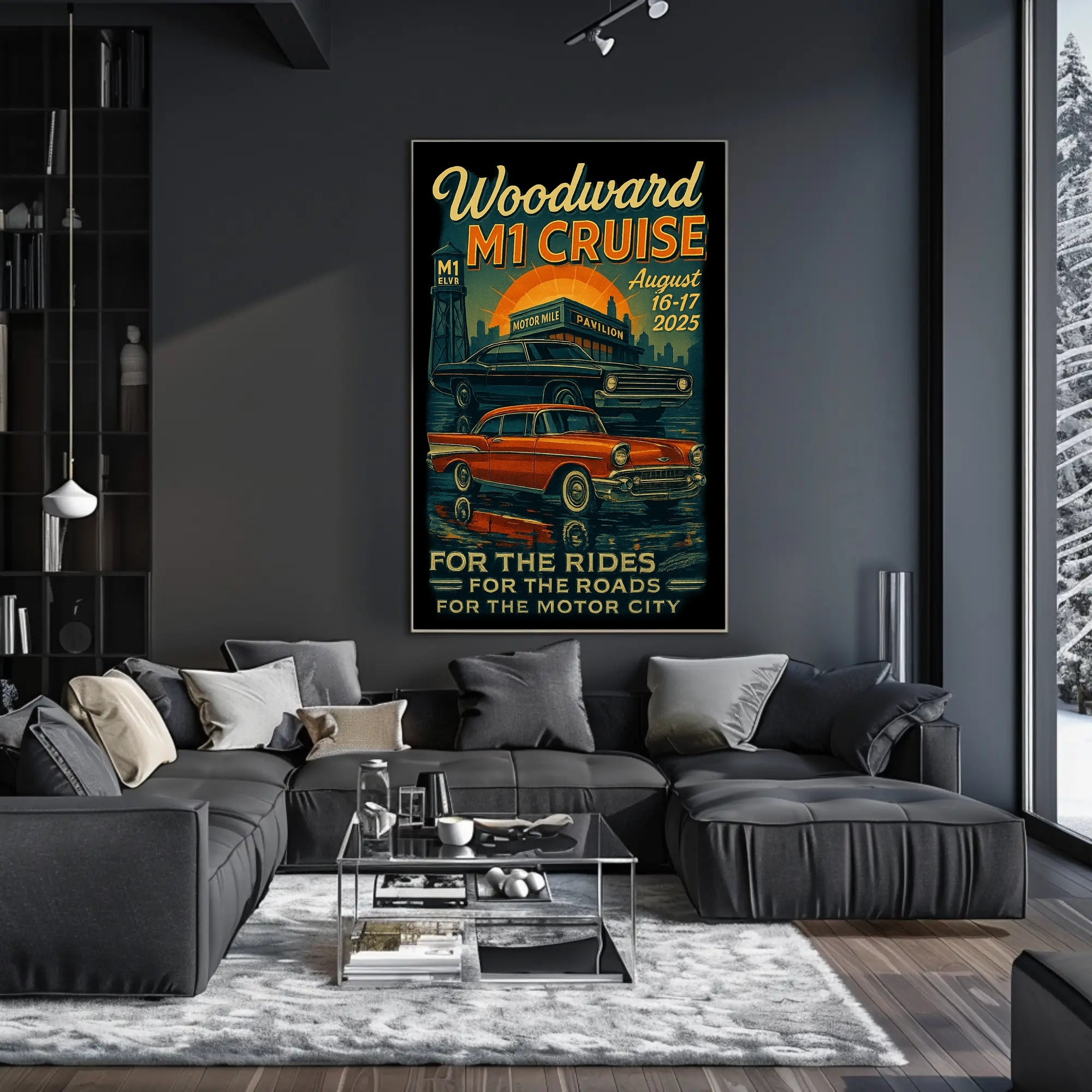 Woodward M1 Cruise Vintage Automotive Poster