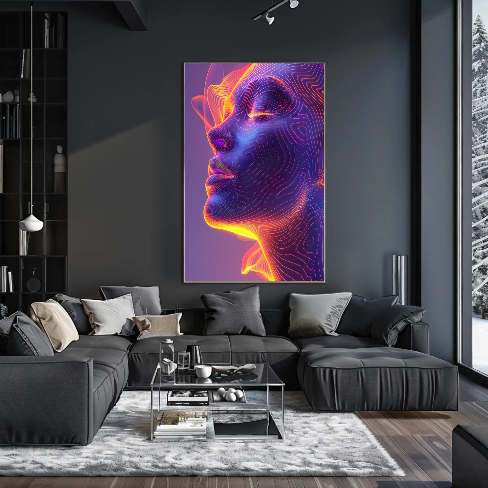 Futuristic Neon Abstract Art Print - Futuristic Sci-Fi Poster PosterGoat