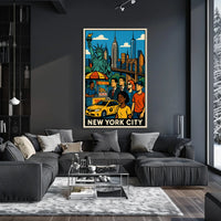 New York City Skyline Panorama Poster Modern Wall Art