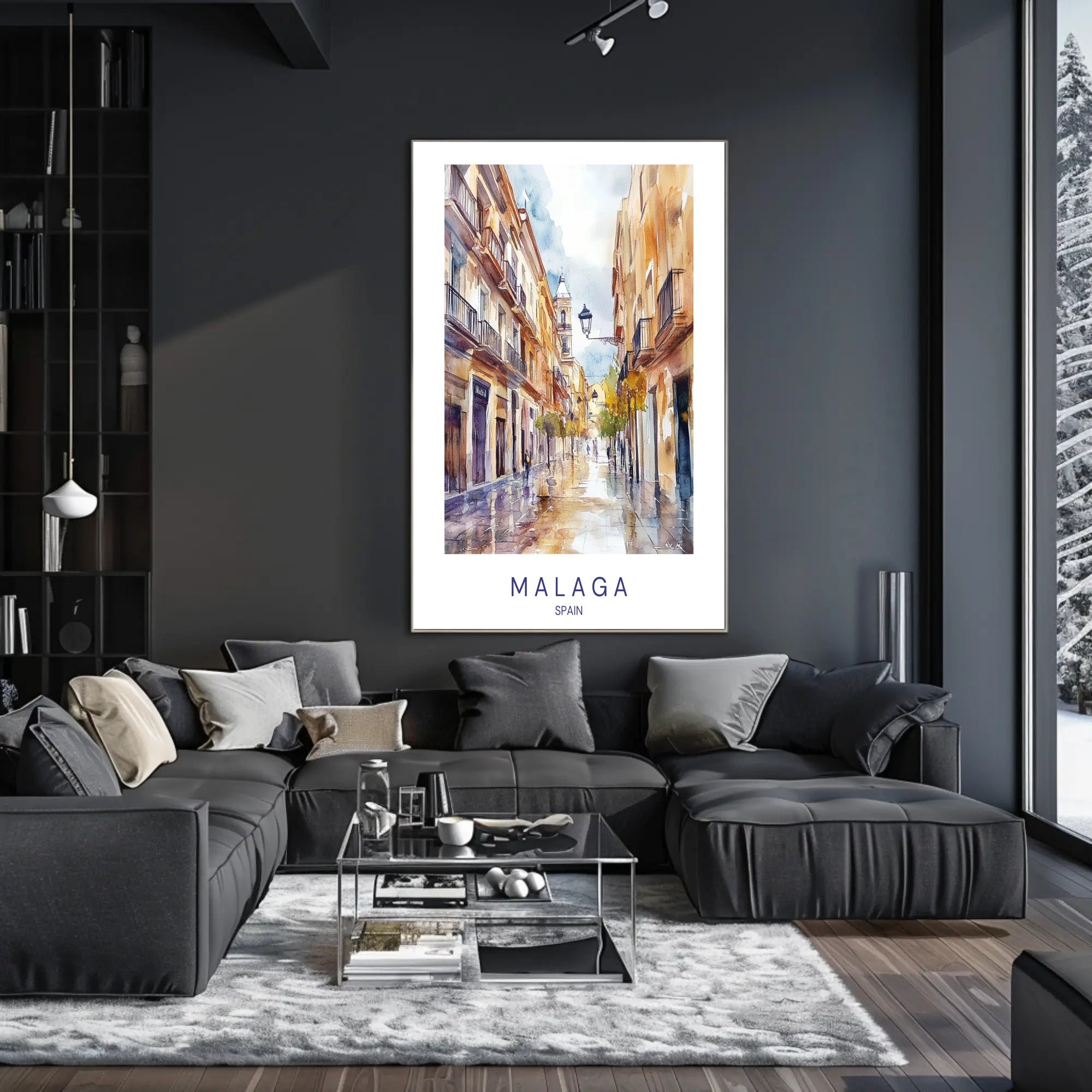 Malaga Street Scene Poster PosterGoat
