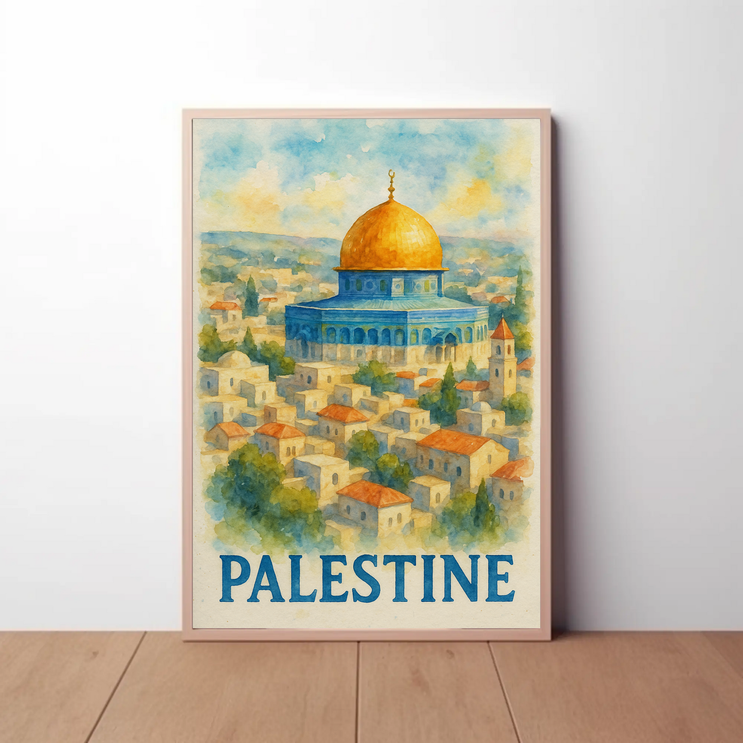 Palestine Dome Over Hills Travel Poster