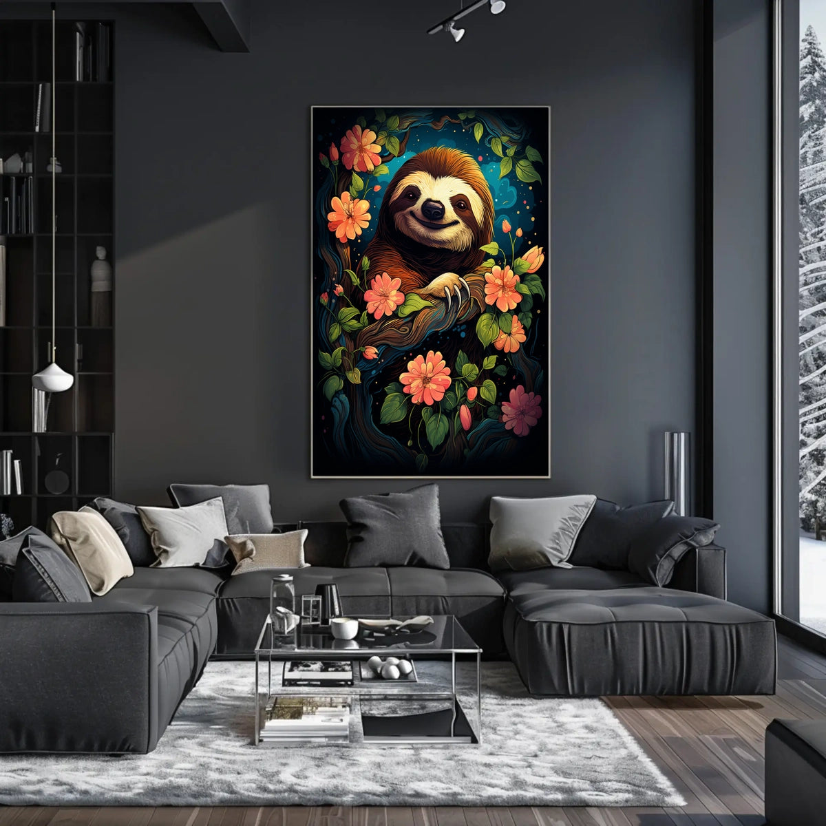 Enchanted Sloth In Bloom Poster