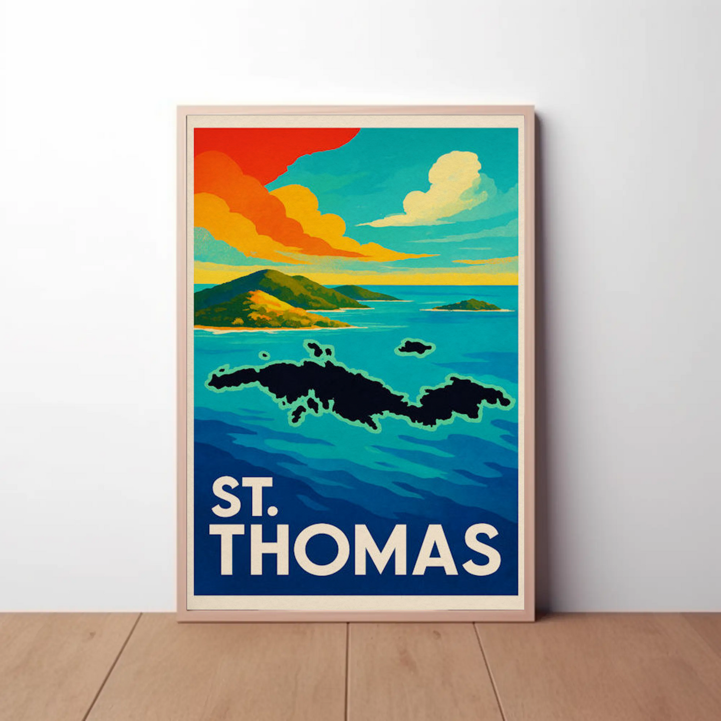 St Thomas Caribbean Island View Colorful Ocean Poster