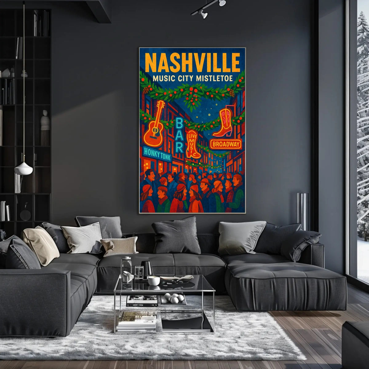 Nashville Music City Mistletoe Poster