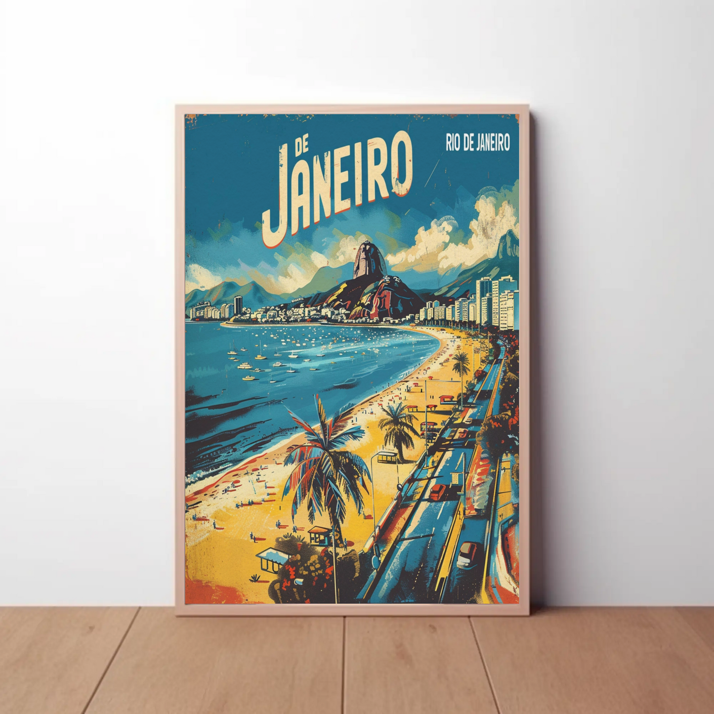 Rio De Janeiro Brazil Coastline Sugarloaf Beach Travel Poster