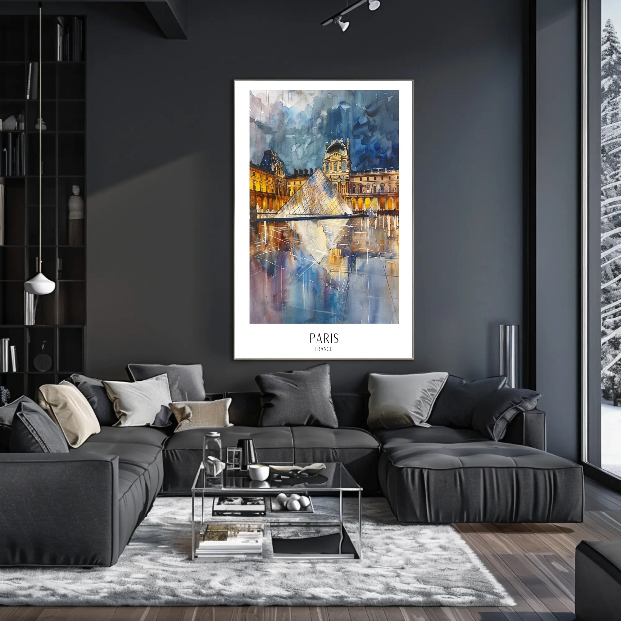 Louvre Pyramid at Night: Impressionistic Travel Poster PosterGoat