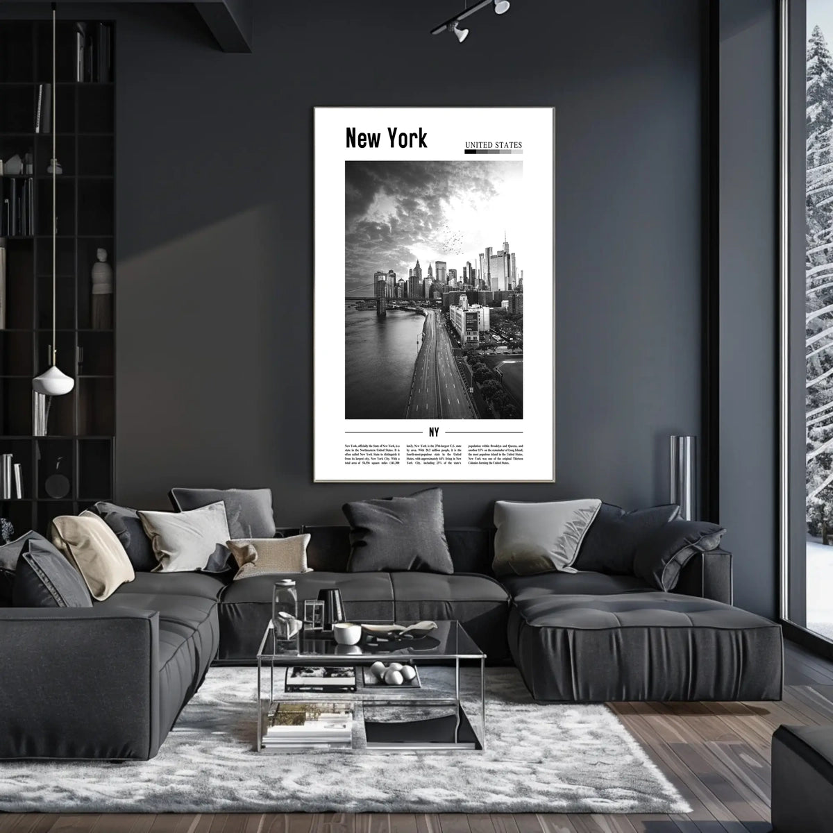 New York City Grand Skyline Poster Vintage Wall Art