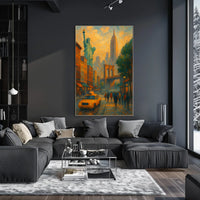 Vibrant New York City Landmarks Poster Abstract Wall Art