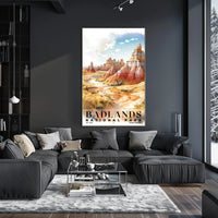 Badlands Watercolor Wall Art Poster