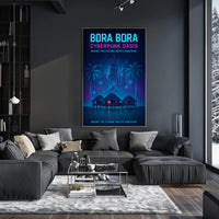 Bora Bora Cyberpunk Oasis: Futuristic Sci-Fi Poster PosterGoat