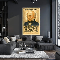 John Quincy Adams 6th President of the United States Exaggerated Cartoon Sketch Poster