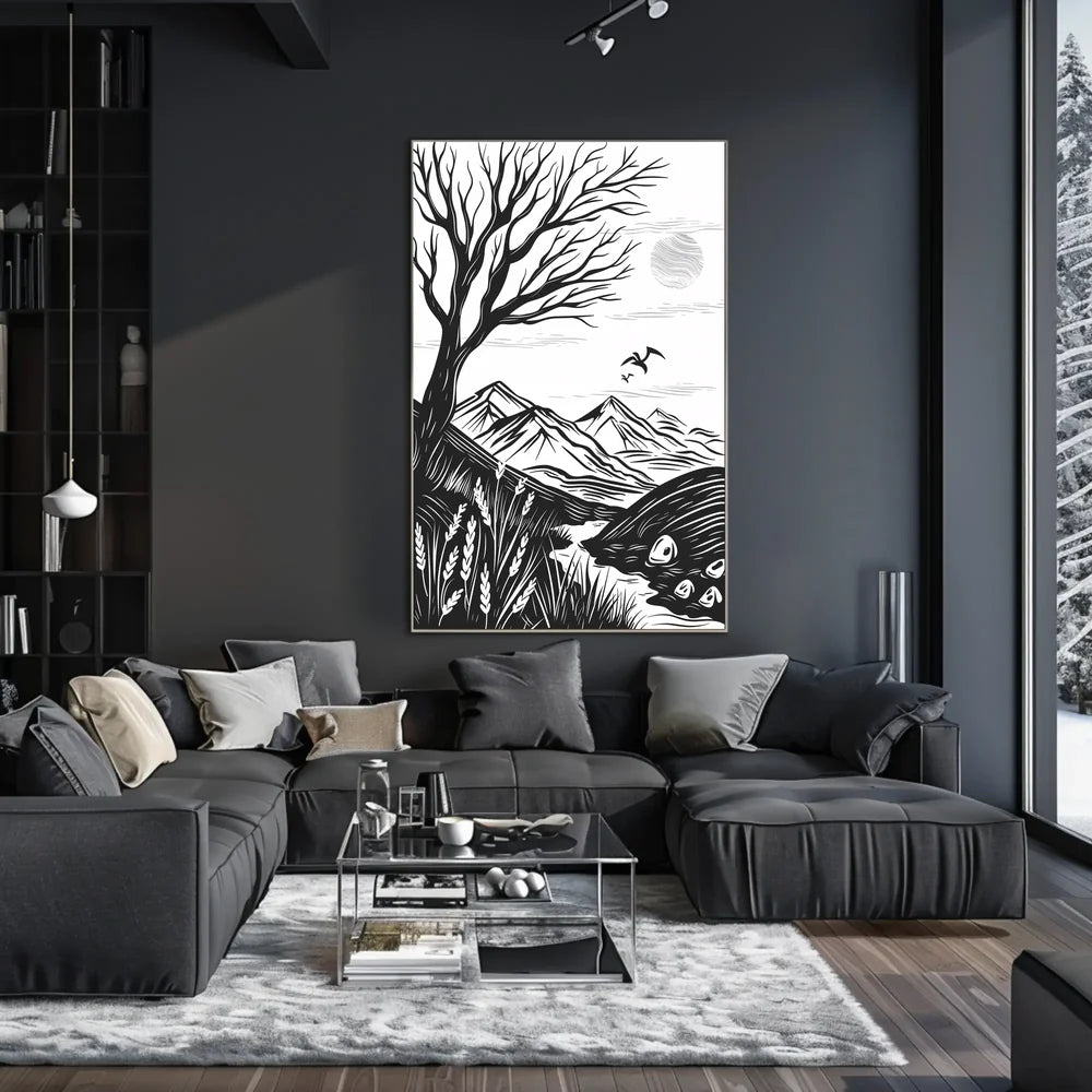 Modern Minimalist "N" Design Art Poster