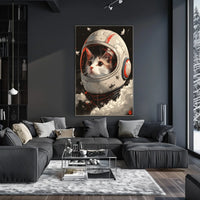 Cosmic Catventure Digital Painting Whimsical Surreal Poster