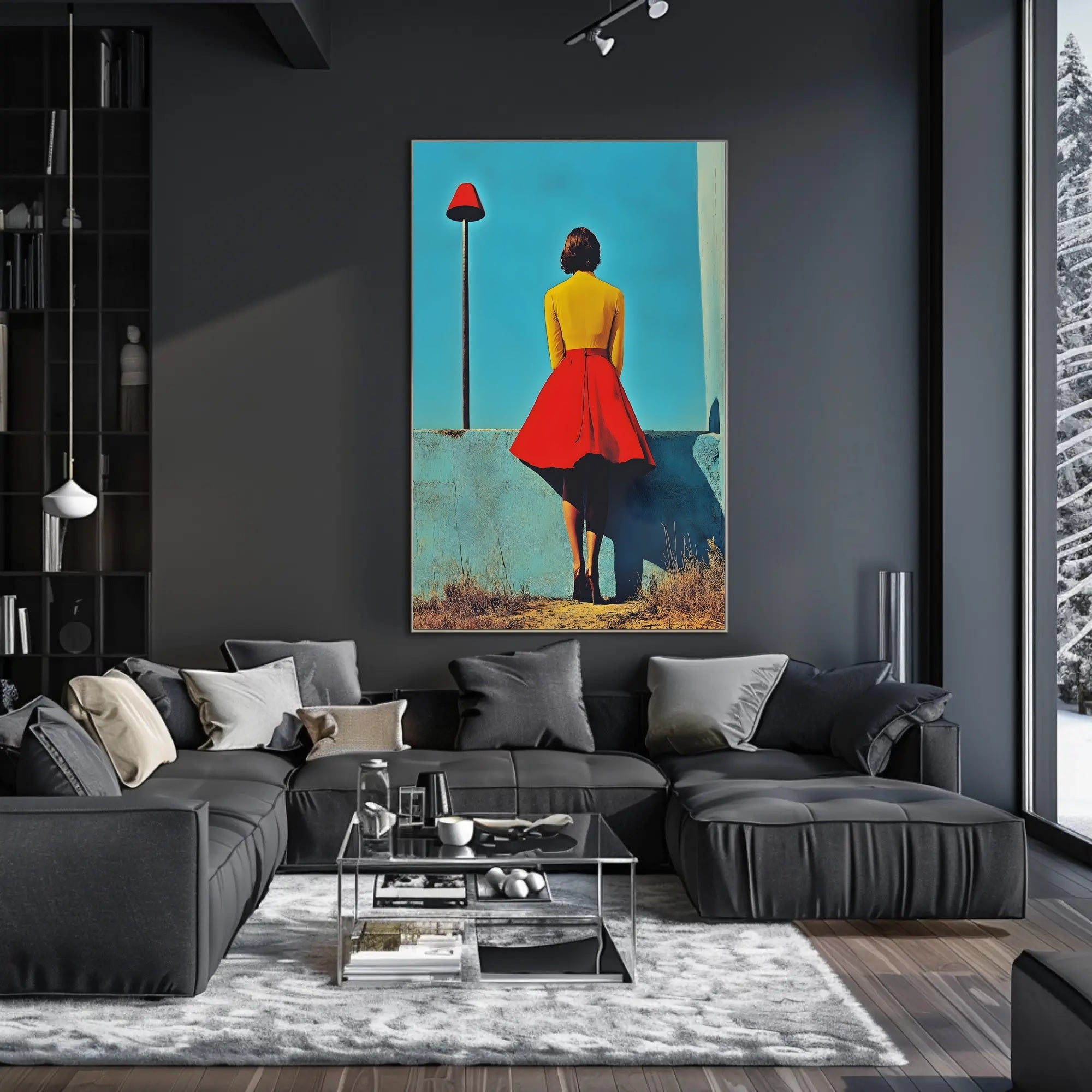 Red Lamp Poster Retro Wall Art Print Home Decor