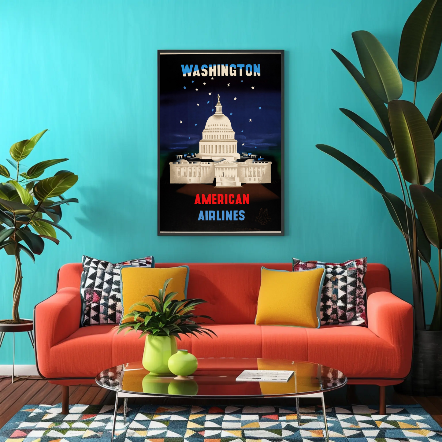 Washington White House Airline Vintage Travel Poster