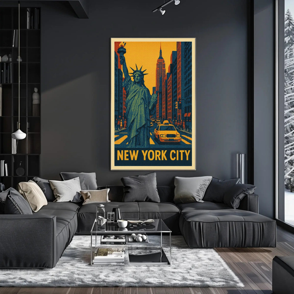 New York City Neon City Comic Art Poster Retro Wall Art