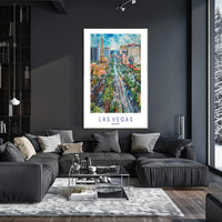 Las Vegas Skyline Watercolor Art Urban or Cityscape Poster PosterGoat