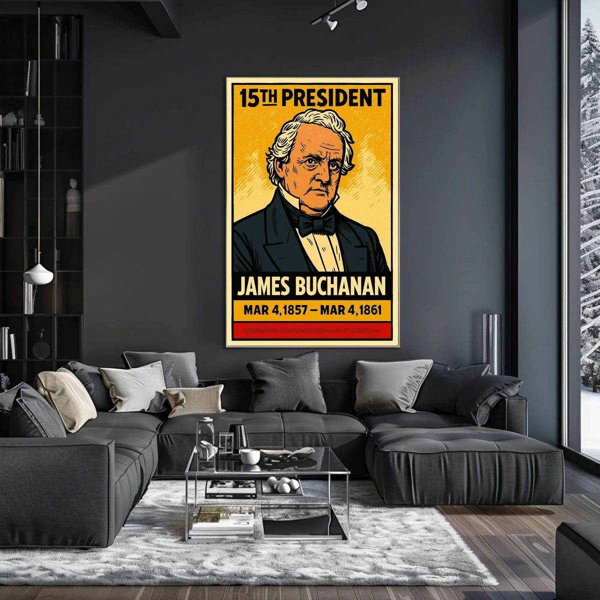 James Buchanan 15th President of the United States Inked Comic Style Poster