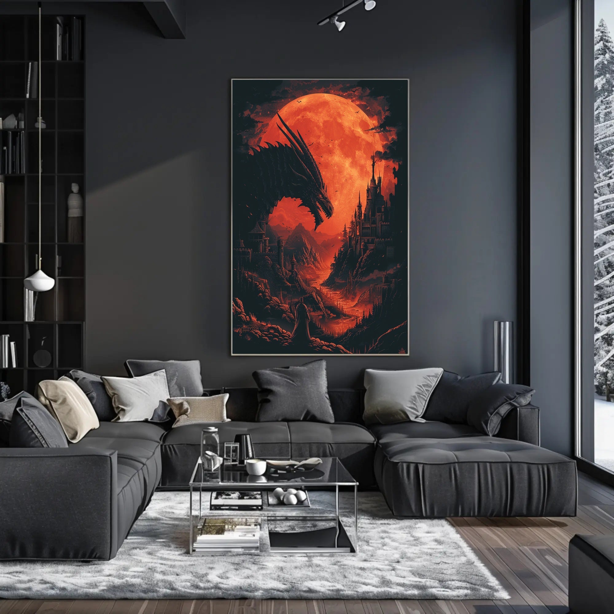 Epic Dragon Battle: Medieval Fantasy Art Poster PosterGoat