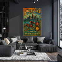 Louisville Kentucky Heartland Bluegrass Cityscape Heritage Vivid Nightlife Spirit Wall Art Poster