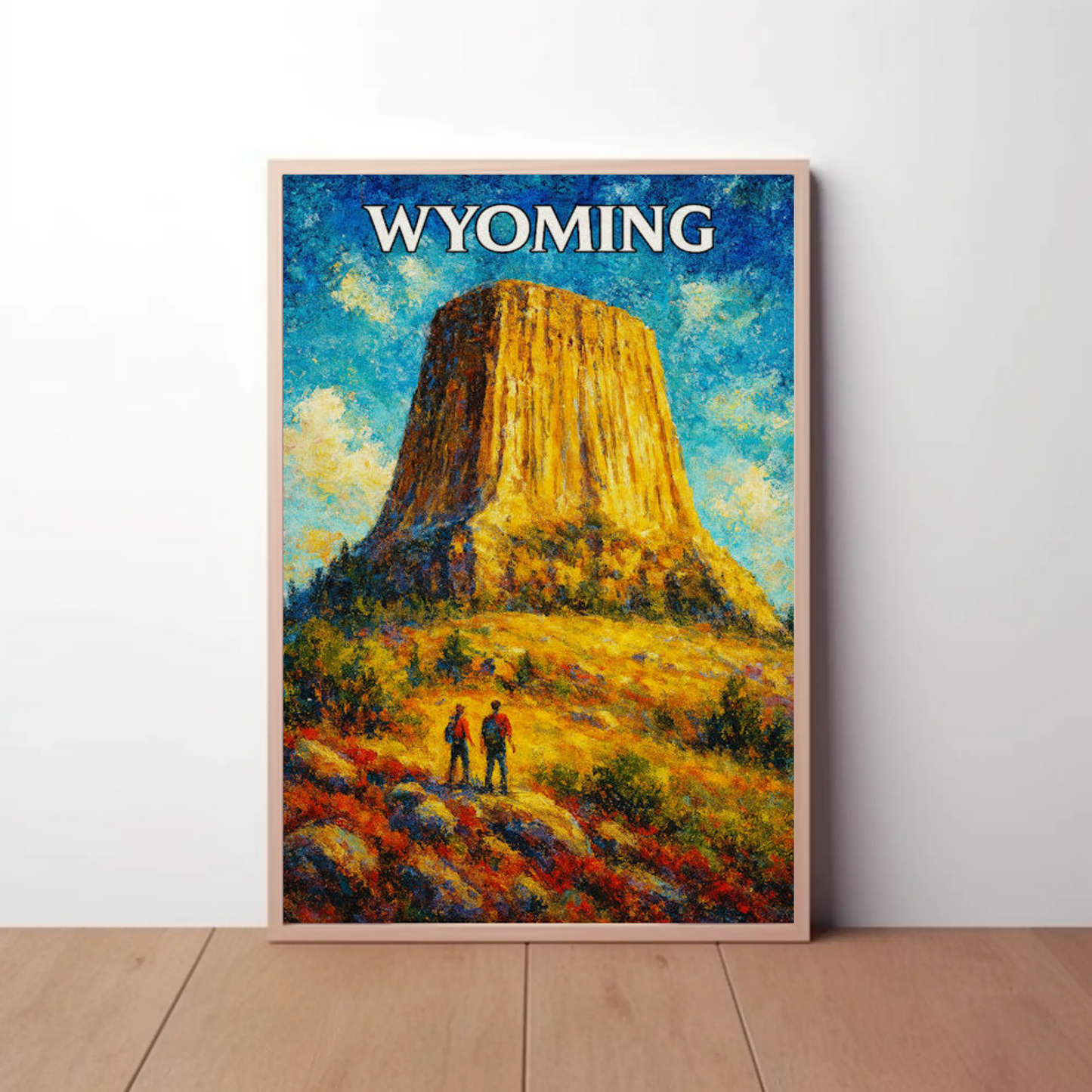 Wyoming Devils Tower Hiking Landscape Scenic Travel Poster